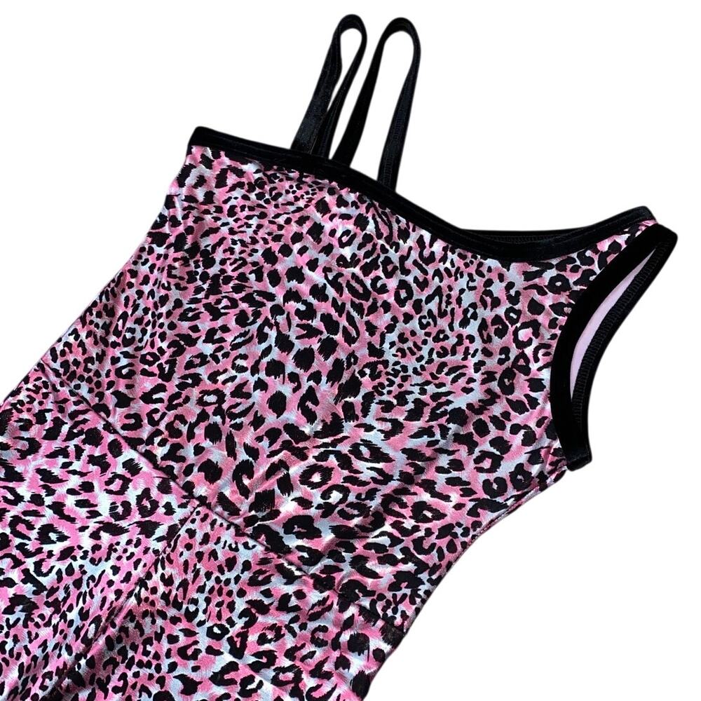 Leotard animal leopard print pink black metallic Dance Wear Kid Child XL unitard